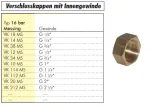 Verschlusskappe mit Innengewinde, PN 16, Messing , Stopfen, Kappe, alle Größen